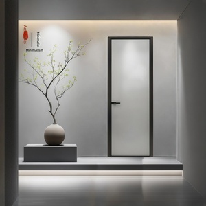 Central Axis Pivot Door Slim Tempered Glass Design