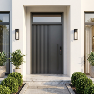 Modern Large Wrought Iron Pivot Door Entry Custom Design Exterior Front Security Anti-Theft Door