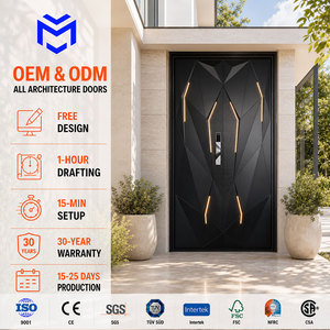 Custom French Style Metal Aluminium Entry Front Sound Insulation Anti-theft Security Exterior Doors