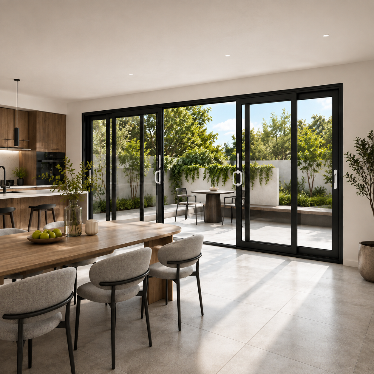 Heavy duty aluminum sliding doors for resort balconies