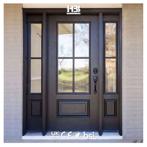 Residential Navy Blue Transitional Exterior Door with Sidelight
