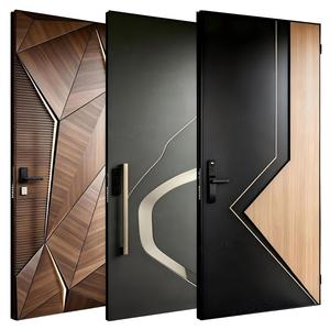 High-quality Luxury Residential Exterior Security Anti-theft Front Entrance Door Modern American-style Steel Pivot Entry Door