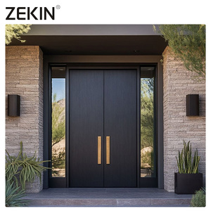 ZEKIN Custom Large House Metal Front Entrance Double Door Armored Aluminum Exterior Door