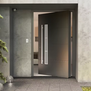 CBMmart Miami-Dade Certificate NFRC North American Style Panel Tempered Glass Aluminium Front Pivot Doors