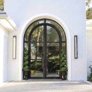 XIYATECH Luxuriously Designed Modern Exterior Arches Double Front Doors Wrought Iron Exterior Doors