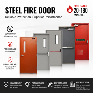 USA Steel Metal Double Fire Rated Doors Commercial Hollow Metal Door