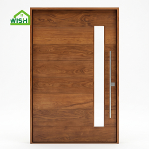 Modern House Entrance Large Solid Wood Insert Glass Pivot Door Entry Door Security Wooden Pivot Door for Villa