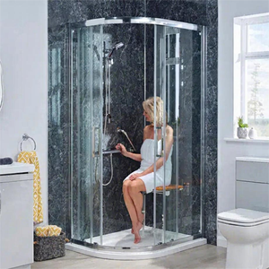 Hotel Bathroom Glass Corner Entry Enclosure
