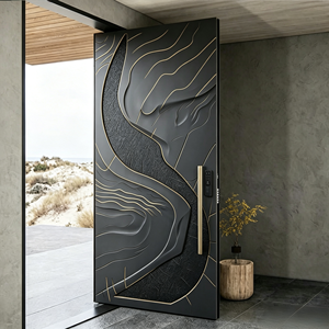 Modern American Design 3D Carving Large Steel Security Door Bulletproof Main Pivot Entry Door
