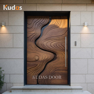 Carved Wooden Front Door Wave Design