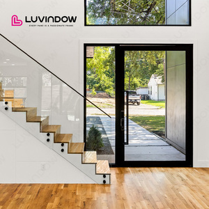 Modern Style Main Entrance Door Heat Insulated Aluminum Double Glazed Glass Pivot Door