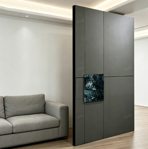 Modern Minimalist Aluminum Pivot Entry Door Marble Inlay