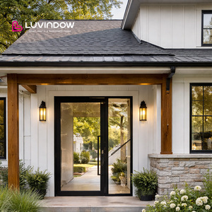 Soundproof Aluminum Glass Exterior Door Tempered Double Glazed Anti-theft