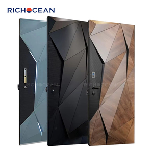 RICHOCEAN Modern Luxury Villa Entrance Door with Aluminum Cast Aluminium Steel Glass Contemporary Design for Exterior Entry