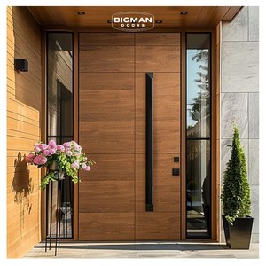 Premium Solid Walnut Front Entry Door with Double Sidelight