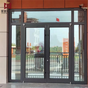 Commercial KFC Style Modern Outdoor Aluminum Double Glass Entry Door For Supermarket