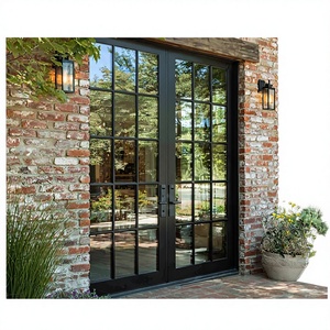 French Style Exterior Entry Double Tempered Glass Waterproof Swing Door